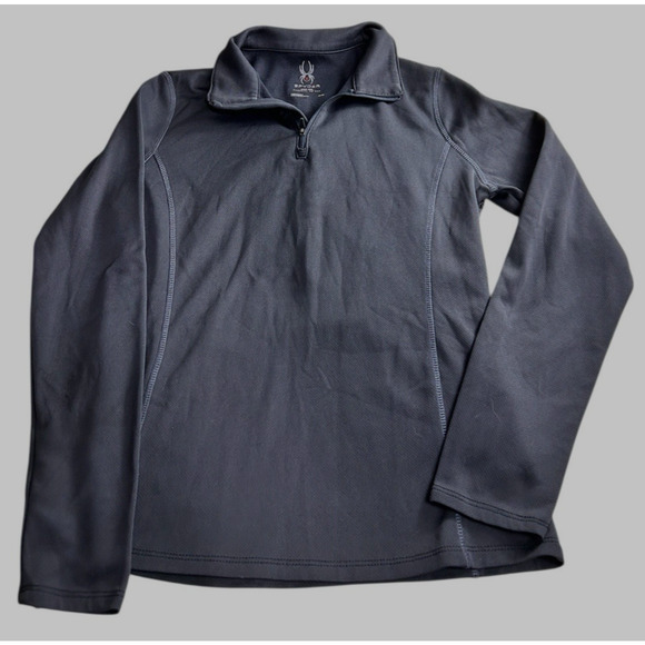 Spyder Black 1/4 Zip Performance Top Sz M Athletic Long-Sleeve Shirt Sports - Picture 8 of 8